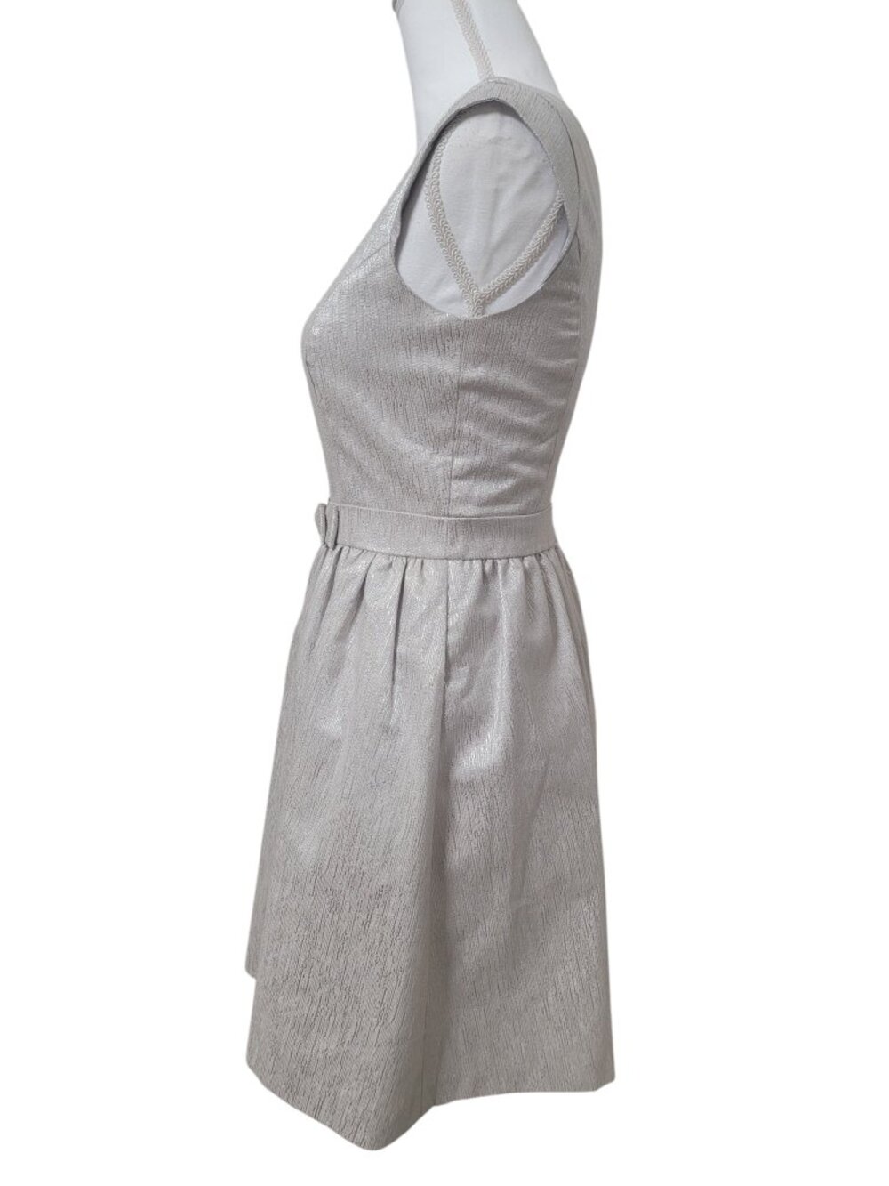 Cynthia Steffe Size 2 Silver Metallic Fit & Flare Cocktail Dress - Picture 5 of 15